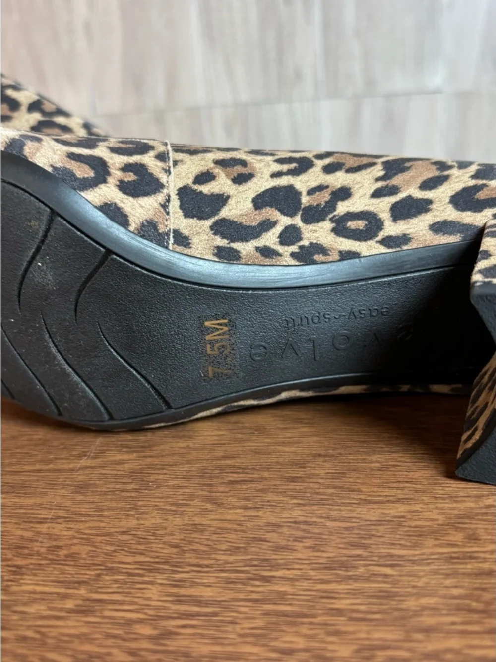 Easy Spirit Evolve Leopard Print Block Heel Pumps - Tan/Black Size 7.5